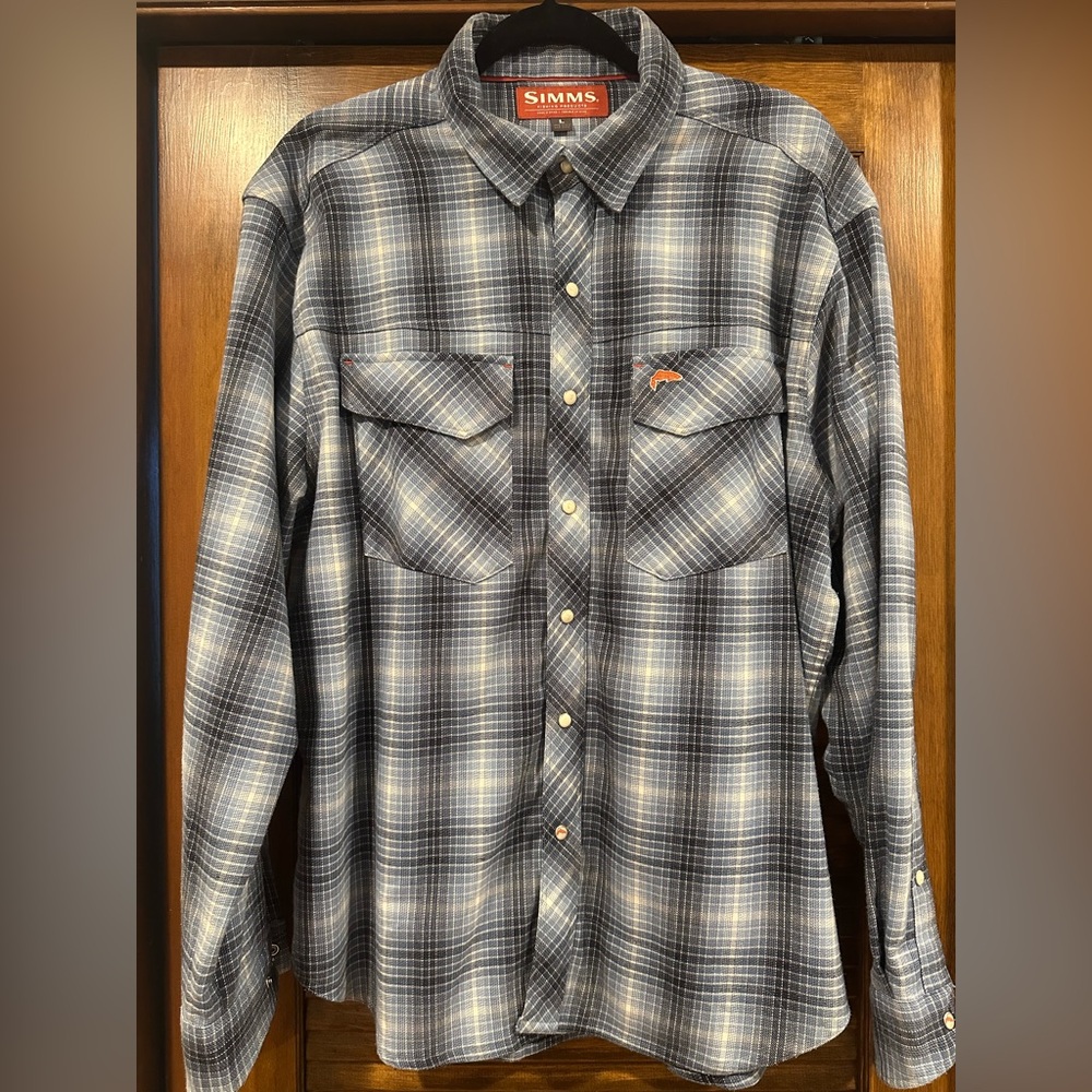 Simms Gallatin Pearl Snap Flannel Shirt Large